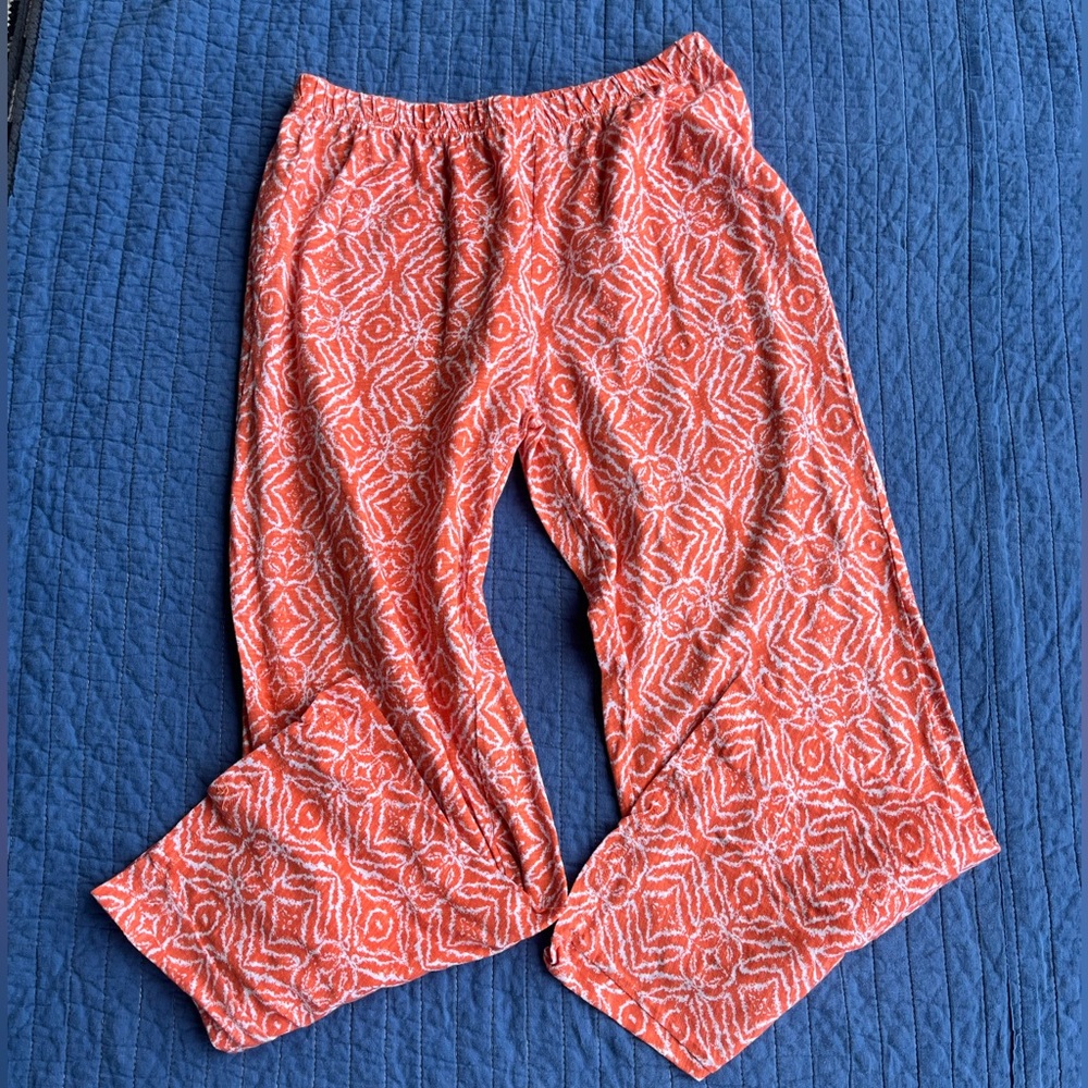 Fresh Produce Coral Capri Pants Size Small 100% Cotton